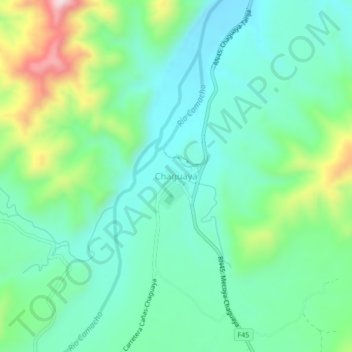 Mapa topográfico Chaguaya, altitude, relevo