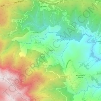 Mapa topográfico Soutelo, altitude, relevo