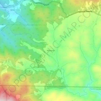 Mapa topográfico Whitetop, altitude, relevo
