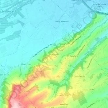 Mapa topográfico Cascinare, altitude, relevo
