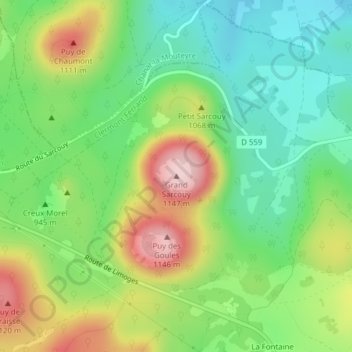 Mapa topográfico Grand Sarcouy, altitude, relevo