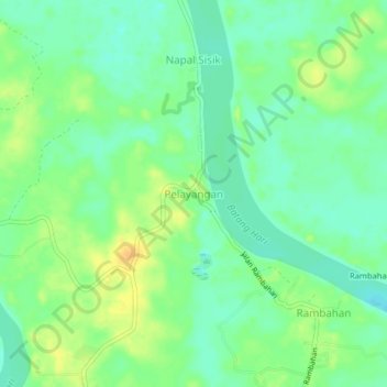 Mapa topográfico Pelayangan, altitude, relevo