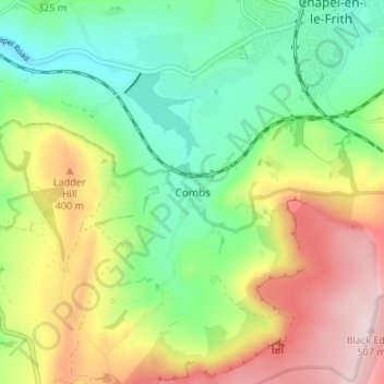 Mapa topográfico Combs, altitude, relevo