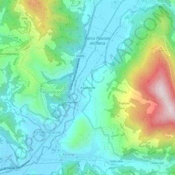 Mapa topográfico Palombare, altitude, relevo