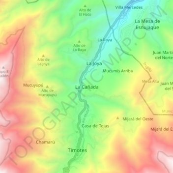 Mapa topográfico La Cañada, altitude, relevo