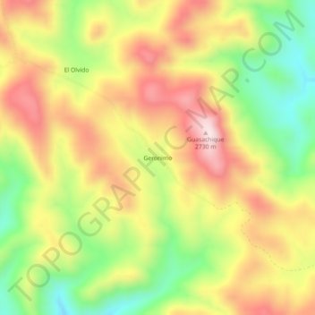 Mapa topográfico Geronimo, altitude, relevo
