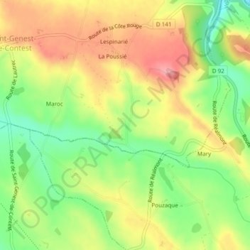 Mapa topográfico Perramond, altitude, relevo