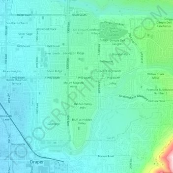 Mapa topográfico Farley Acres, altitude, relevo