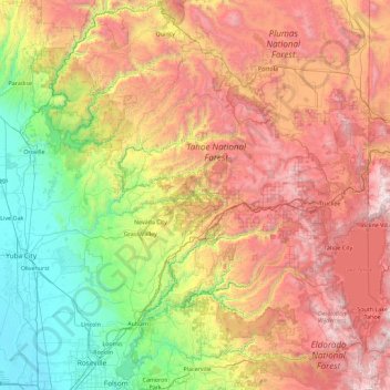 Mapa topográfico Nevada, altitude, relevo