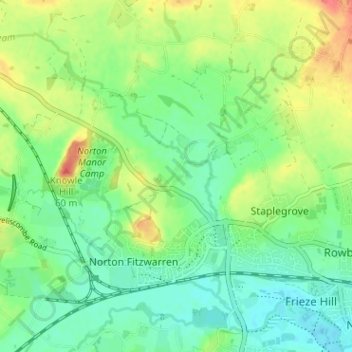 Mapa topográfico Langford, altitude, relevo