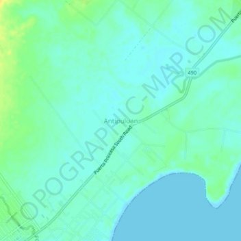 Mapa topográfico Antipuluan, altitude, relevo