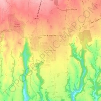 Mapa topográfico Tragliatella, altitude, relevo