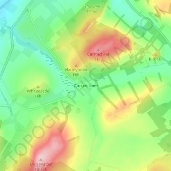 Mapa topográfico Carmichael, altitude, relevo