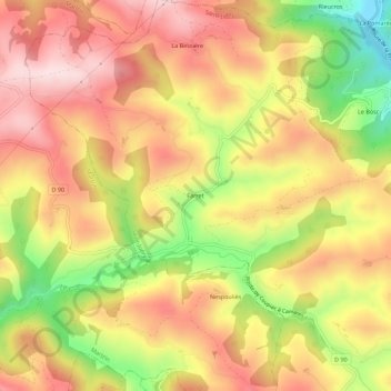 Mapa topográfico Farret, altitude, relevo