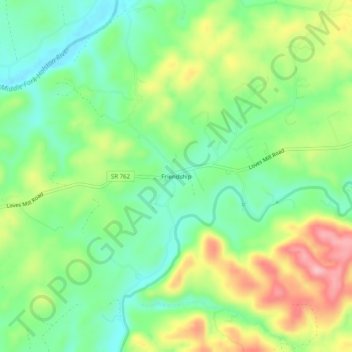 Mapa topográfico Friendship, altitude, relevo