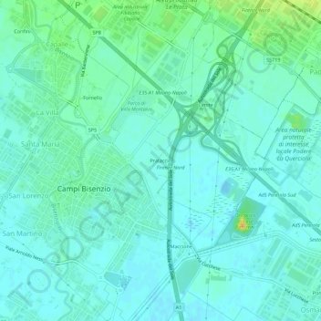Mapa topográfico Prataccio, altitude, relevo