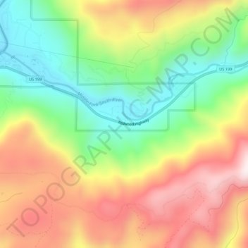 Mapa topográfico Darlingtonia, altitude, relevo