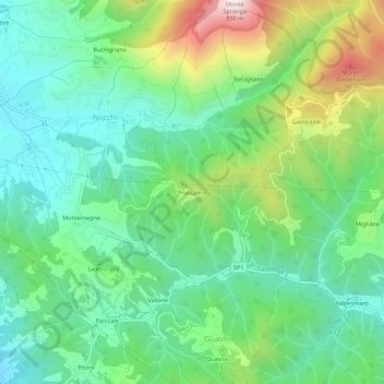 Mapa topográfico Frascalino, altitude, relevo