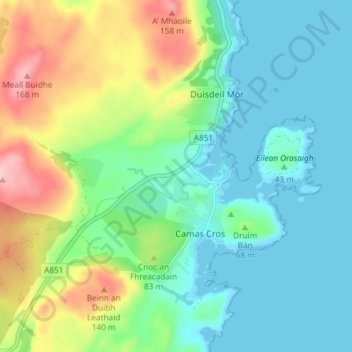 Mapa topográfico Duisdalebeg, altitude, relevo