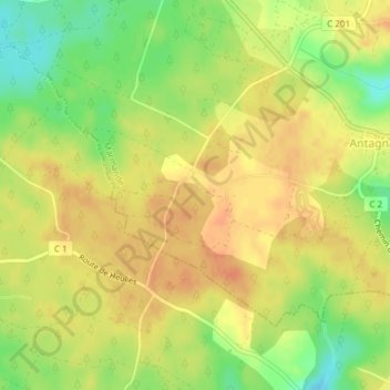 Mapa topográfico Message, altitude, relevo