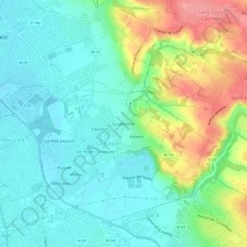 Mapa topográfico Cazalbarbier, altitude, relevo