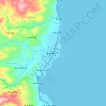 Mapa topográfico Ayungon, altitude, relevo