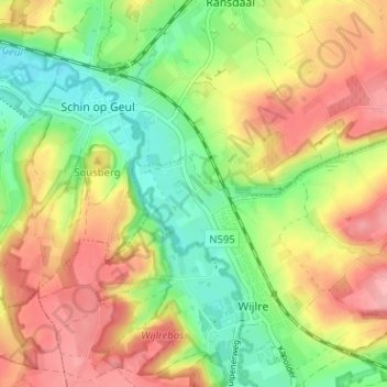 Mapa topográfico Etenaken, altitude, relevo