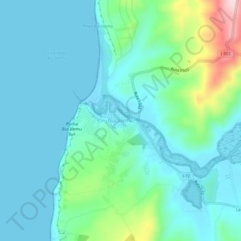 Mapa topográfico Bucalemu, altitude, relevo