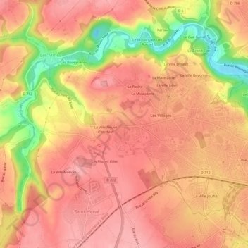 Mapa topográfico Bien-Assis, altitude, relevo