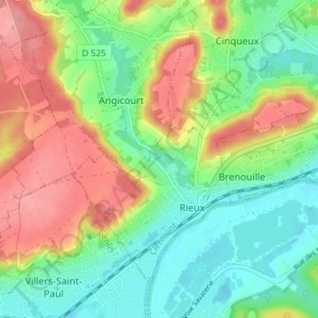 Mapa topográfico Cafosse, altitude, relevo