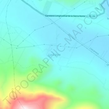 Mapa topográfico La Colpa, altitude, relevo