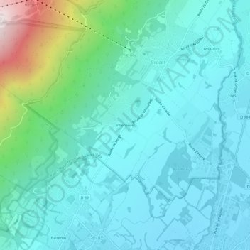 Mapa topográfico Villeneuve, altitude, relevo