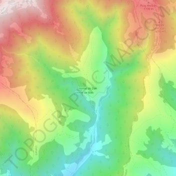 Mapa topográfico Veïnat de Dalt, altitude, relevo