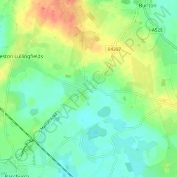 Mapa topográfico Marton, altitude, relevo