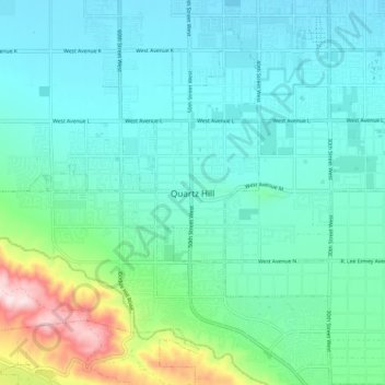 Mapa topográfico Quartz Hill, altitude, relevo