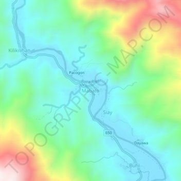 Mapa topográfico Mabato, altitude, relevo