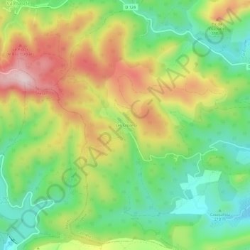 Mapa topográfico Les Crozes, altitude, relevo