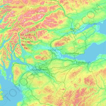 Mapa topográfico Stirlingshire, altitude, relevo