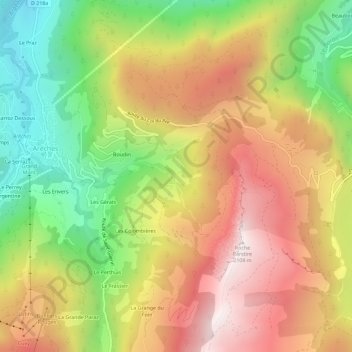 Mapa topográfico Les Plans, altitude, relevo