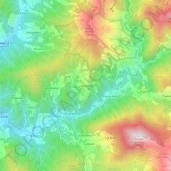 Mapa topográfico La Costa, altitude, relevo