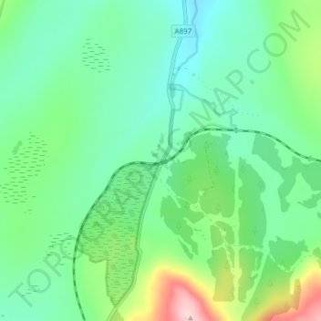 Mapa topográfico Forsinard, altitude, relevo