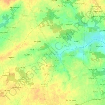 Mapa topográfico Penn An Ilis, altitude, relevo