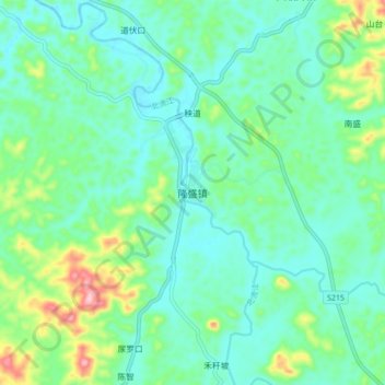 Mapa topográfico 隆盛镇, altitude, relevo