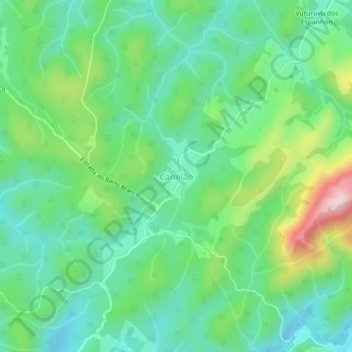 Mapa topográfico Canelão, altitude, relevo