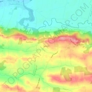 Mapa topográfico Tauziede, altitude, relevo