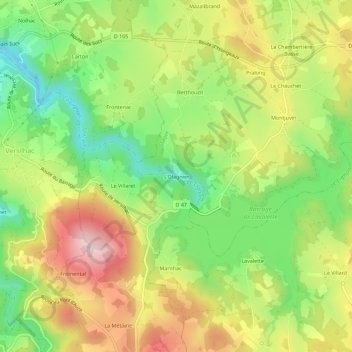 Mapa topográfico L'Olagnier, altitude, relevo