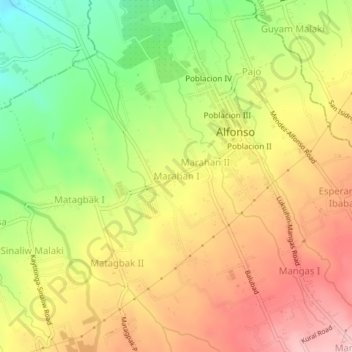 Mapa topográfico Marahan I, altitude, relevo