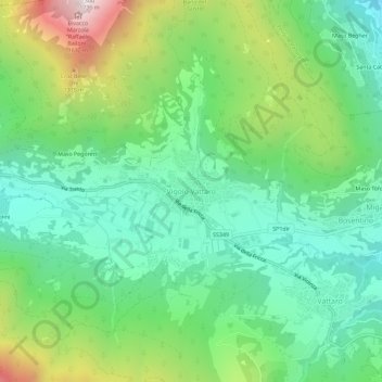 Mapa topográfico Vigolo Vattaro, altitude, relevo