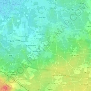 Mapa topográfico Les Bois, altitude, relevo