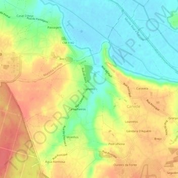 Mapa topográfico Lameiro, altitude, relevo